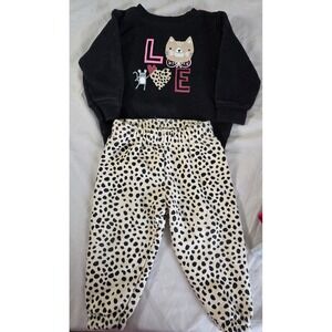 Garanimals Baby Girls Leopard Print Love Cat Sweatshirt and Joggers Set 6-9M